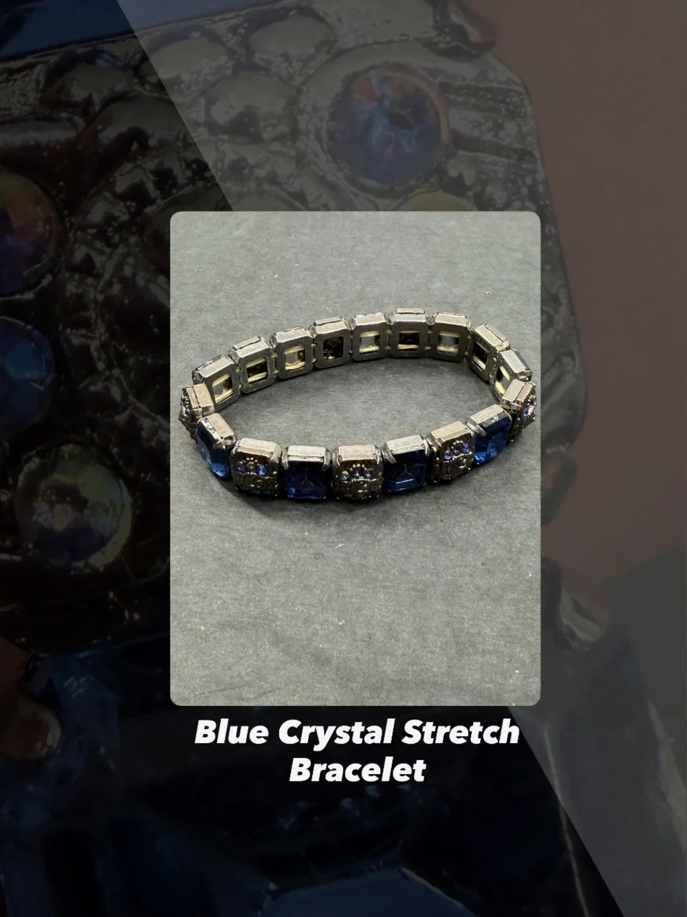 EUC Blue Crystal Stretch Bracelet
